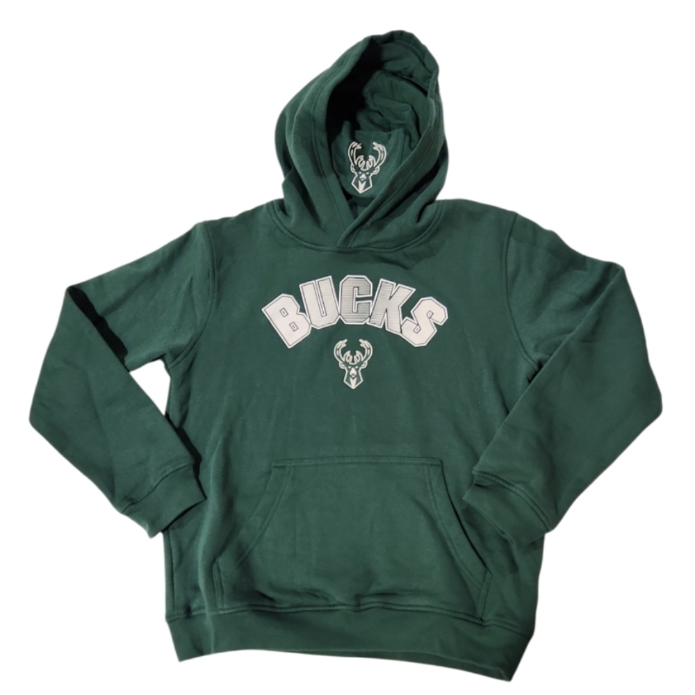Outerstuff Youth NBA Milwaukee Bucks De-Fense Hoodie With Built In Facemask (L)